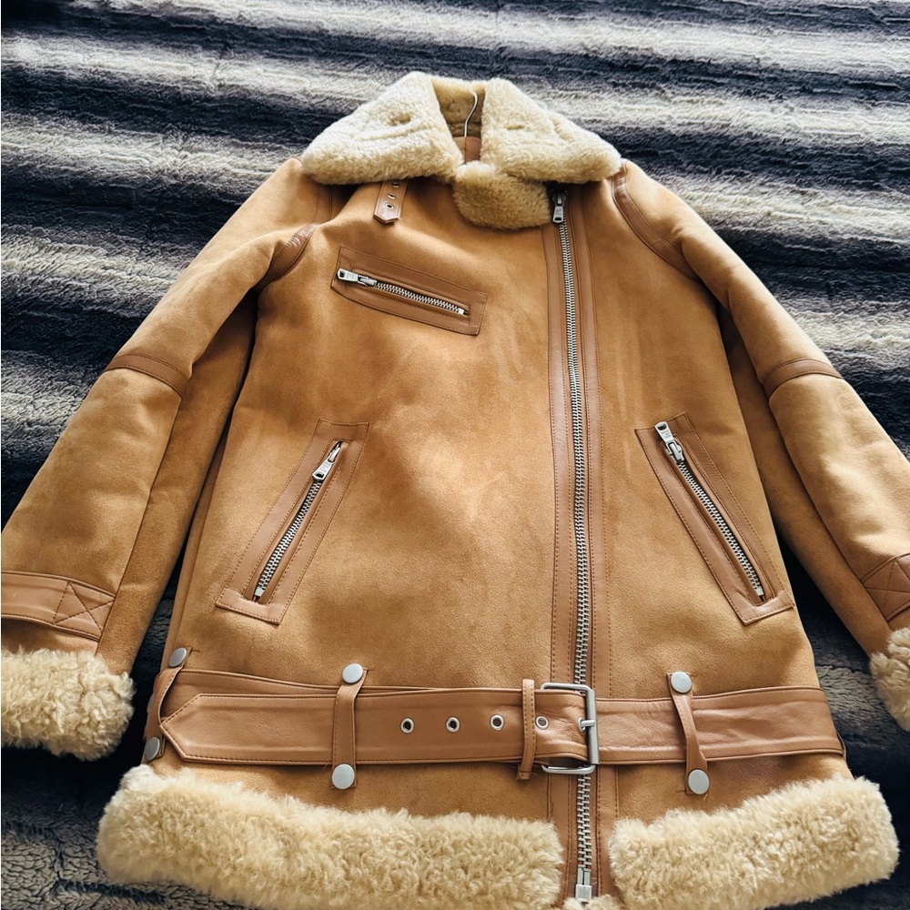 Avec Les Filles Tan Teddy Jacket Shearling Style